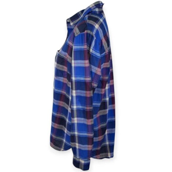 OLD NAVY CLASSICS BUTTON DOWN SHIRT BLUE & RED PLAID SZ.L EUC. - Picture 5 of 8